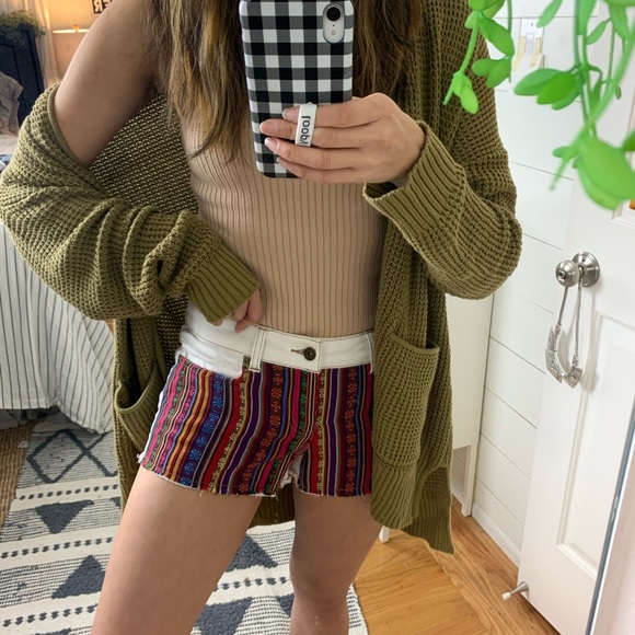 🪴$5/25🪴 F21 Boho Striped Festival Jean Cutoffs Denim Shorts 27 - Picture 8 of 12